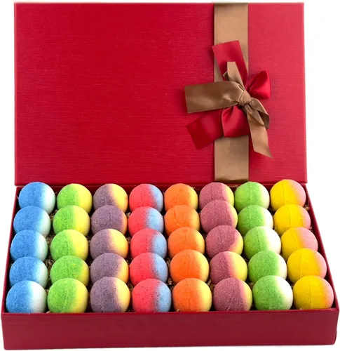 Set de regalo de bomba de baño, paquete familiar mini bombas de baño con lazo reutilizable, 40 bombas de baño orgánicas y naturales para niños,