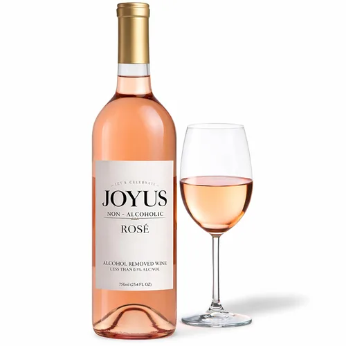 JØYUS Vino Rosado Sin Alcohol, Vino Desalcoholizado Premiado Mejor de su Clase, Ligero y Refrescante, Bajo en Azúcar y Calorías, 750 ml (1 Botella)