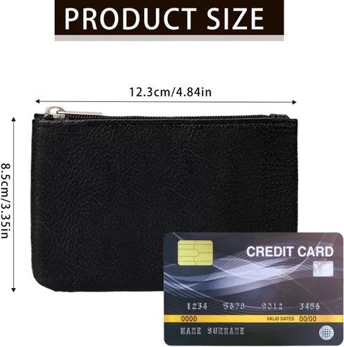 Miniatura 6 de Paquete de 2 monederos, monedero pequeño portátil de piel sintética con cremallera, monedero pequeño para mujer, tarjeta de crédito, facturas