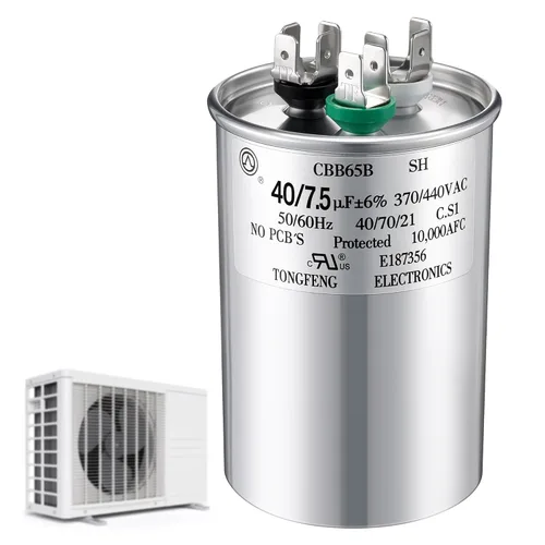 Miniatura 10 de 30/5 MFD uF 370/440V CBB65 Condensador redondo de doble funcionamiento para motor de CA, condensador HVAC, reemplazo de aire acondicionado, bomba