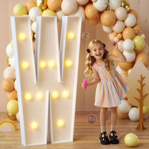 Miniatura 82 de imprsv Letras de marquesina iluminadas, letras de mosaico de 1.2 m con luz para decoración de baby shower, graduación, gran J para decoraciones