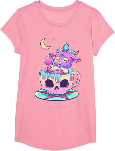 Miniatura 102 de Kawaii Pastel Goth Cute espeluznante Pentáculo Baphomet - Camiseta de cabra, Negro