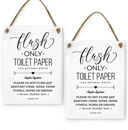 Miniatura 8 de Reilly Originals Papel higiénico con sistema séptico de 6 x 8 pulgadas, con texto en inglés «Not Hopes & Dreams», letrero de baño de diseño, listo