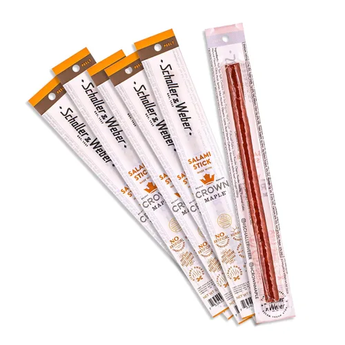 Schaller & Weber Crown Maple Salami Stick, Hickory Smoked, All-Natural, aperitivos de carne listos para comer, 0.85 onzas (paquete de 6)