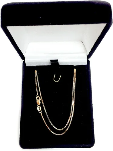Miniatura 4 de Jewelry Affairs 14k Rose Solid Gold Mirror Box Chain Necklace, 0.8mm