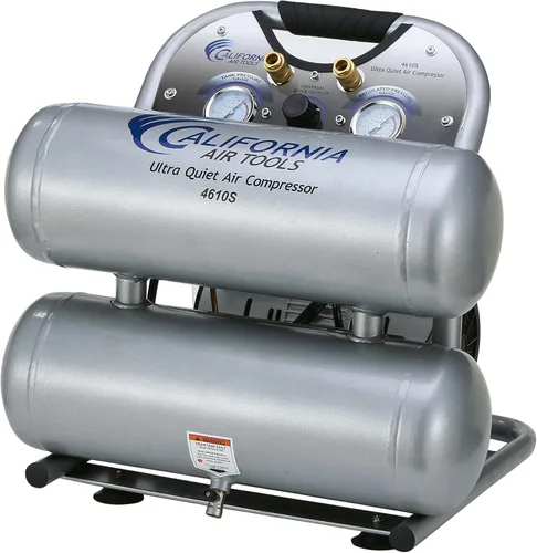 Miniatura 7 de Compresor de aire eléctrico portable con tanque doble de aluminio, de 4.6 galones 1.0 hp, ultra silencioso y sin aceite, color plata, California Air