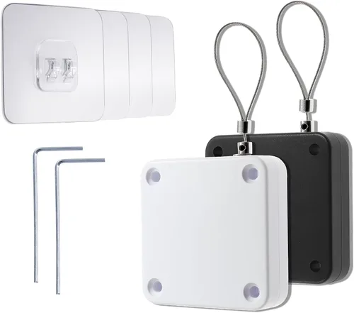 Miniatura 8 de Juego de 2 cierrapuertas con sensor automático sin perforaciones, multifuncional, con cordón, para residencial, comercial, dormitorio, habitación