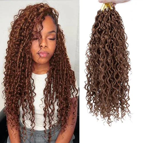 Miniatura 21 de 8 Paquetes de Rastas Falsas Bohemias de Ganchillo de 14 Pulgadas, Rastas Suaves de Ganchillo con Extremos Rizados, Pre-enrolladas, Cabello de 1B/27#