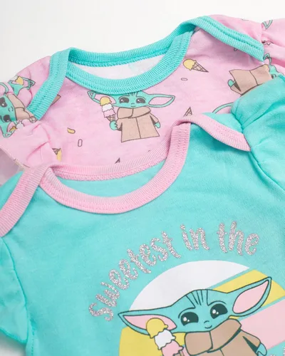 Miniatura 2 de STAR WARS Paquete de 2 pantalones cortos de manga con volantes para bebé, paquete de 2 unidades - Baby Yoda Baby Body - Ropa para niñas