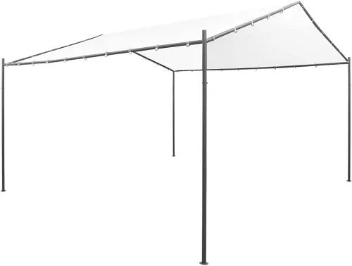 Cenador de jardín, tiendas de campaña resistentes para fiestas, bodas, patio trasero, césped, 157.5 x 157.5 x 102.4 pulgadas, acero blanco, tela