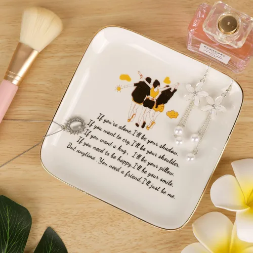 Miniatura 2 de PUDDING CABIN - Plato para anillos para regalo para amigas, mujeres, mejores amigas con el mensaje "If you're alone, I'll be your shadow. If you