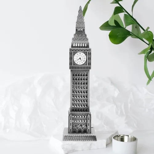 Miniatura 8 de HOMSFOU Big Ben Modelo Arquitectura Escultura Aleación Modelo de Edificio Ornamento para Decoración del Hogar Mesa Pantalla 7.08 Pulgadas Londres