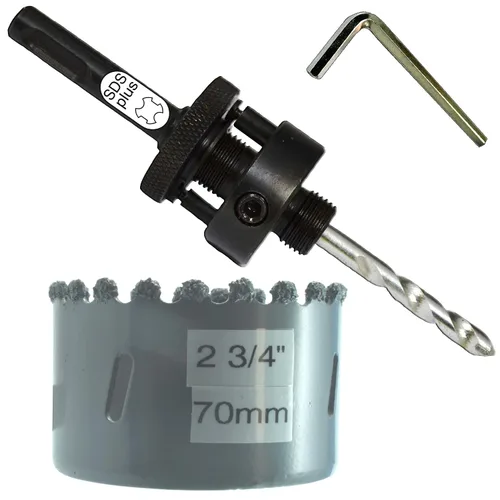 Miniatura 43 de Sierra de agujero HSS con mandril piloto de 2 piezas de alta velocidad para perforar madera y acero, broca de 1/4" de diámetro y eje, broca piloto
