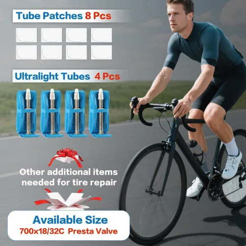 Miniatura 2 de Paquete de 4 tubos interiores ultraligeros de TPU para bicicleta, 700x18C/23C/25C/28C/30C/32C Presta 45/65/3.346 in para viajes diarios, conducción