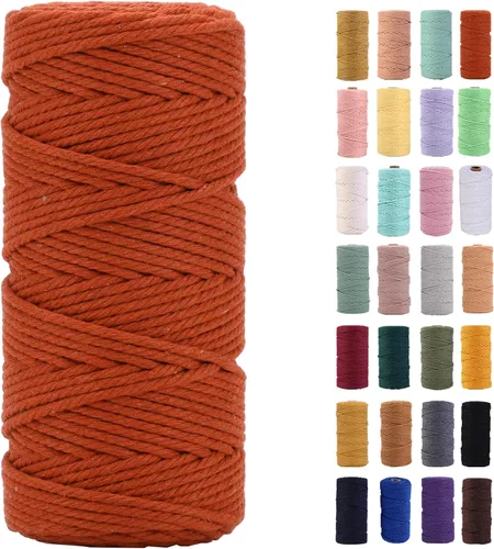 Miniatura 53 de Cordón de macramé gris rosado de 0.118 in x 109 yardas, cuerda de algodón colorido de algodón suave para colgar en la pared, colgar plantas