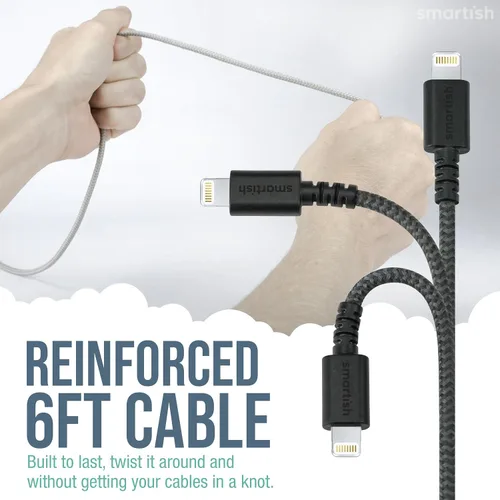Miniatura 4 de Smartish Cable USB-C/Lightning 17/16/16e/15/14 - Crown Joule - Cable de carga universal de 6 pies con micro USB - Certificado MFi
