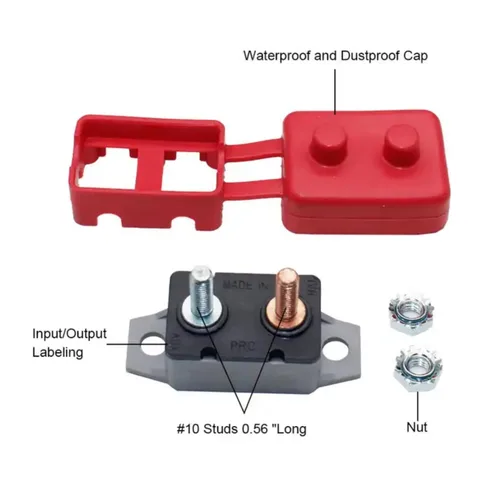 Miniatura 2 de Disyuntor de reinicio automático de 10A 12V-24V con perno de tapa para cargadores de batería, camiones, motores de automóvil y más (4 unidades)