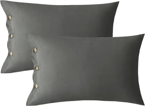 Miniatura 14 de JELLYMONI Juego de 2 fundas de almohada de algodón tamaño King de 20 x 36 pulgadas, color blanco crema, 100% algodón lavado, suave y transpirable