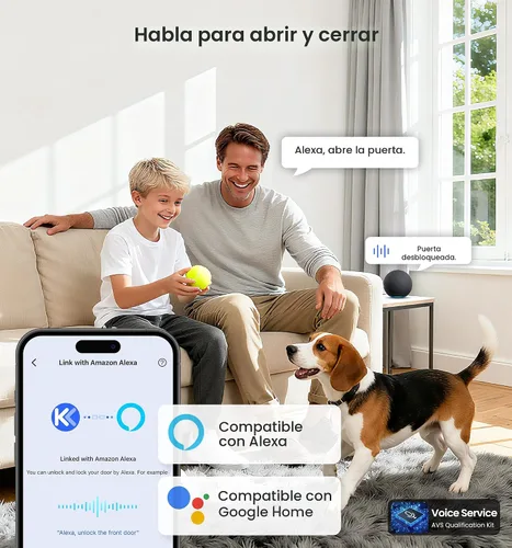 Miniatura 4 de Veise VE027-K - Cerradura inteligente WiFi integrada con 2 perillas, juego de manijas de bloqueo de puerta de entrada sin llave para puerta Níquel