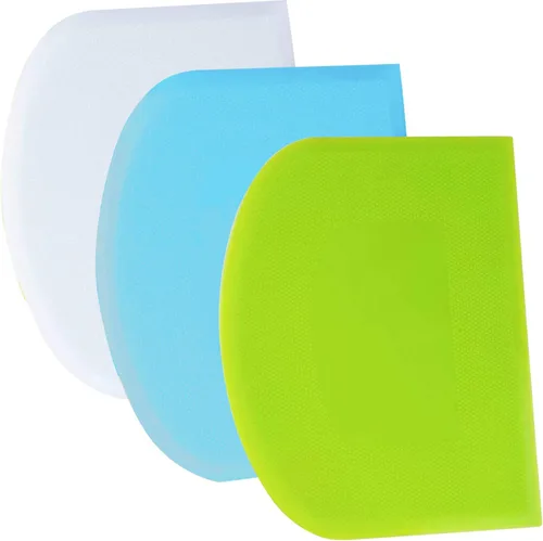 Miniatura 26 de SURDOCA Raspador de Masa Raspador de Banco - 3P 4.7x3.7" Raspador de Tazón de Plástico Flexible, Borde Afilado y Ángulos Raspador de Pastel.