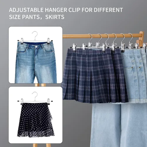 Miniatura 5 de Cimlord Paquete de 50 perchas para pantalones con clips, perchas para mujeres, perchas para pantalones cortos, perchas de metal resistente