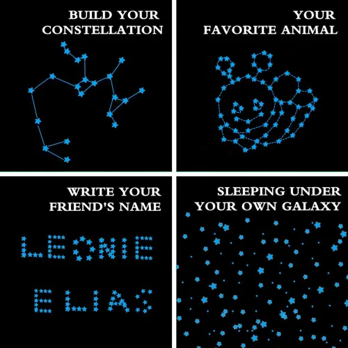 Miniatura 4 de Calcomanías de pared que brillan en la oscuridad, estrellas brillantes para techo y pared, perfectas para techo, pared, habitación o fiesta de Azul