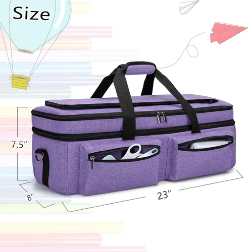 Miniatura 6 de LUXJA Bolsa de doble capa con bolsillo para alfombrilla de corte para Cricut Explore Air (Air2) y Maker, bolsa de transporte compatible con máquina
