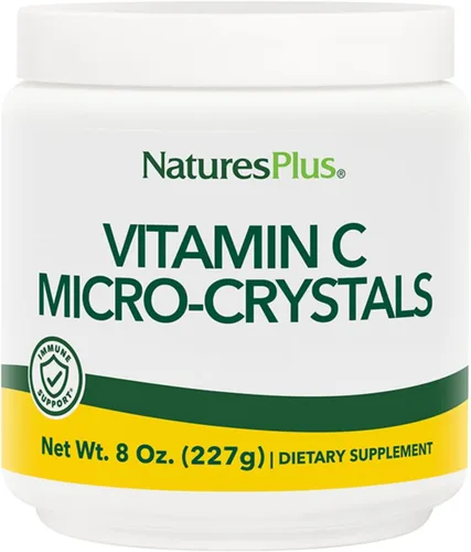 NaturesPlus Microcristales de vitamina C, 8 onzas, antioxidante, apoya la salud inmunológica y el bienestar general, vegano, sin gluten, aprox. 45