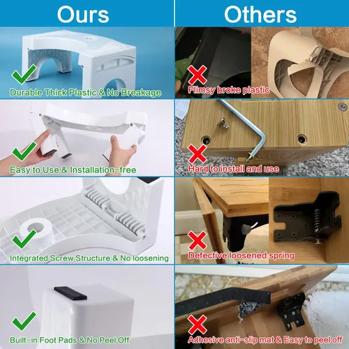 Miniatura 5 de Taburete plegable para inodoro para adultos, taburete portátil resistente de 7 pulgadas con espacio ambientador, taburete de asistencia de inodoro