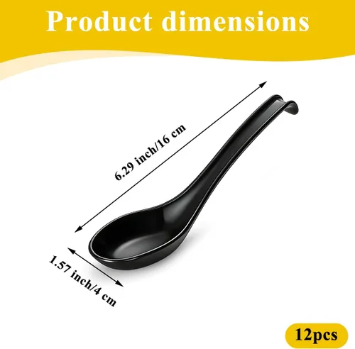 Miniatura 2 de Kyraton Juego de 24 cucharas de sopa asiática con mango largo fácil de sostener, cuchara japonesa de plástico irrompible para ramen, wonton chino