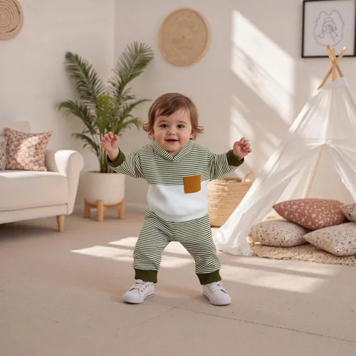Miniatura 68 de Conjunto de ropa de otoño e invierno para bebé y niño, sudadera larga con capucha y pantalones para niños pequeños, 6, 12, 18, 24 meses, 2T