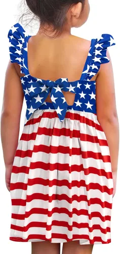 Miniatura 14 de Vieille Vestido de verano para niñas pequeñas, con volantes, manga corta, lindo vestido de sirena sin espalda para niños, vestido de playa casual