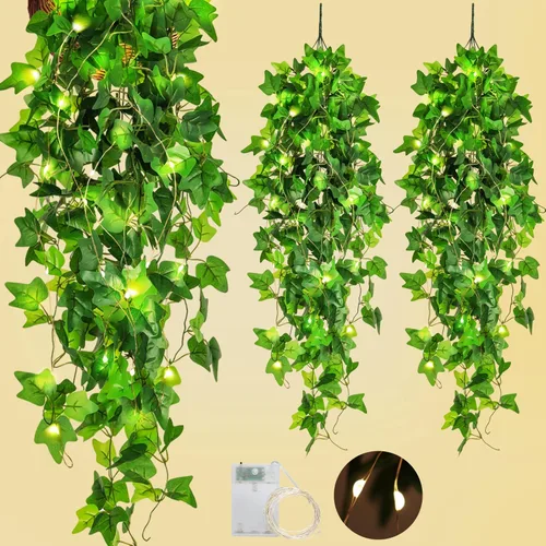 Miniatura 8 de RECUTMS Enredaderas Falsas para Decoración de Habitación 86 Pies Guirnalda de Hiedra Artificial Plantas Colgantes Follaje Artificial Falso Hojas
