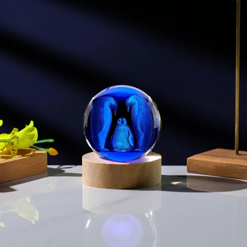 Miniatura 5 de Regalos de pingüino 3D para mujeres - Bola de cristales de 60 mm - Figurina de animales de vidrio, decoración de pingüino, regalos para aniversario