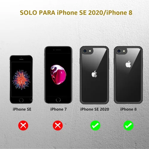 Miniatura 7 de Miracase Funda para iPhone SE de 3ª/2ª generación 2022 2020 de cuerpo completo con protector de pantalla de vidrio integrado, resistente protección