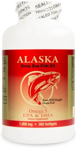 Aceite de pescado Omega 3 de Alaska Deep Sea 1000mg | Suplementos de aceite de pescado Omega 3 con EPA y DHA | capturado en la naturaleza y de