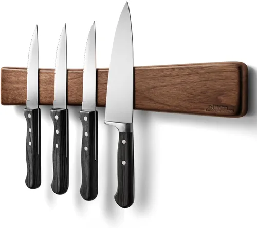 Miniatura 10 de Portatuchillos magnético de madera de acacia de 10 pulgadas con uso multiusos, soportes magnéticos para cuchillos de cocina, portacuchillos