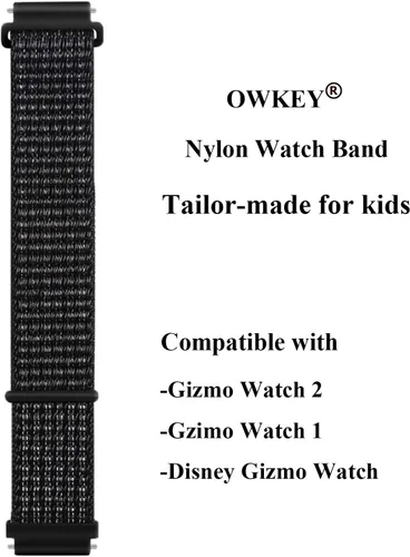 Miniatura 2 de OWKEY Correa de repuesto para niños compatible con Gizmo Watch 3 2 1/Gabb Watch 3e 3 2 1, correas de reloj de nailon transpirable con pasadores