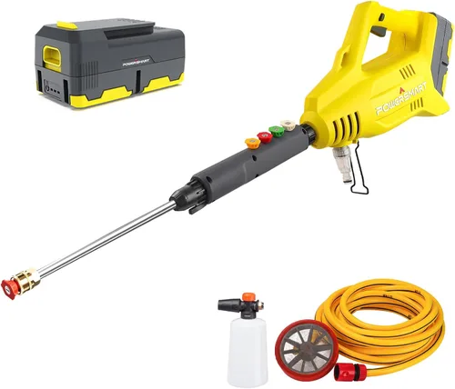 PowerSmart Lavadora a presión inalámbrica de 40 V 1100 PSI con batería de 4.0 Ah y cargador incluidos, alta presión para automóvil, cubierta,