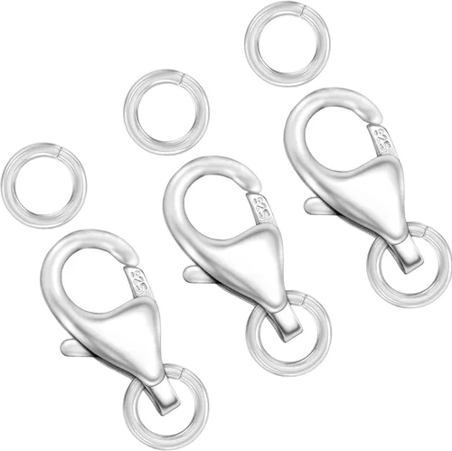 Miniatura 7 de Cierres de langosta de oro de 18 quilates para hacer joyas, cierre de pinza de langosta de plata de ley 925 con anillos de salto para collares