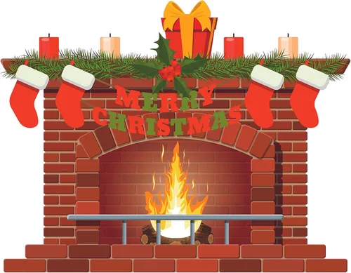 Calcomanía de vinilo para pared con diseño de chimenea de Feliz Navidad | 19 x 28 pulgadas para dormitorio de niños, sala de estar, horno,