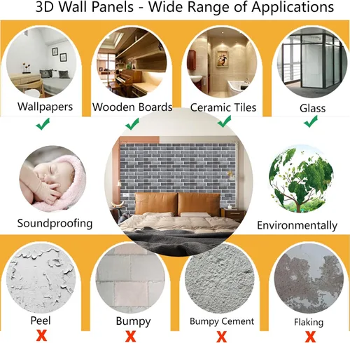 Miniatura 8 de Paneles de Pared 3D Despegar y Pegar, Papel Tapiz de Ladrillo 3D Despegar y Pegar, Paquete de 10 Paneles de Pared Autoadhesivos de Piedra PVC Gris