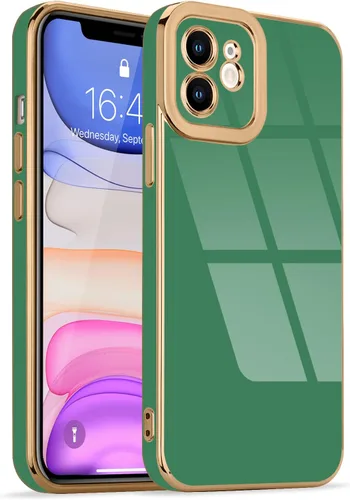 Miniatura 146 de Lafunda Diseñada para iPhone 13 Pro, fundas lujosas con chapado lindo para mujeres y niñas, elegante borde dorado, a prueba de golpes, TPU con funda