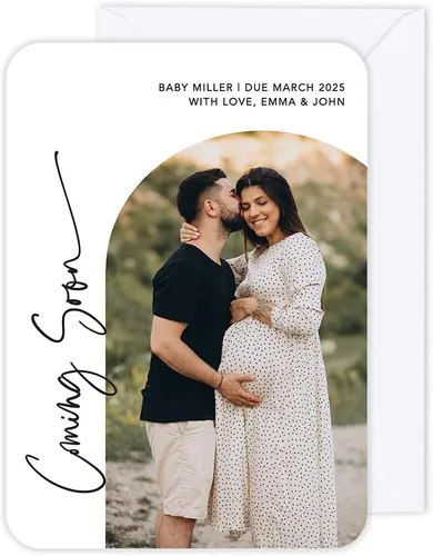 Miniatura 28 de Andaz Press Tarjetas de anuncios de embarazo personalizadas con sobres, Baby Is On The Way Ideas personalizadas para revelar ideas de anuncio de El