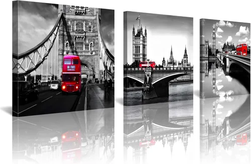 Miniatura 11 de NAN Wind 3 piezas de lienzo moderno Giclée impresiones en blanco y negro con paraguas rojos, lienzo romántico para parejas, pinturas de paisaje rojo