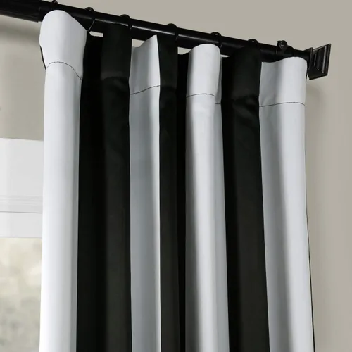 Miniatura 2 de HPD Half Price Drapes BOCH-KC43-63 - Cortinas de Lino con Rayas para Oscurecer la Sala de Estar (1 Panel), 50 x 63 Pulgadas, Color Negro Toldo