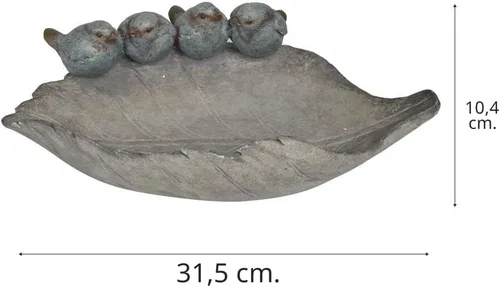 Miniatura 7 de Bird-Feeder - Cuenco de baño para pájaros salvajes al aire libre, decoración de jardín, pájaros de poliresina en la hoja, 12.4 x 7.5 x 4.1 pulgadas