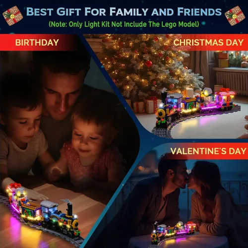 Miniatura 6 de Kit de luces LED mejorado compatible con Lego Holiday Express Train Building Set, decoración de luces compatible con Lego 10361, regalo de Navidad