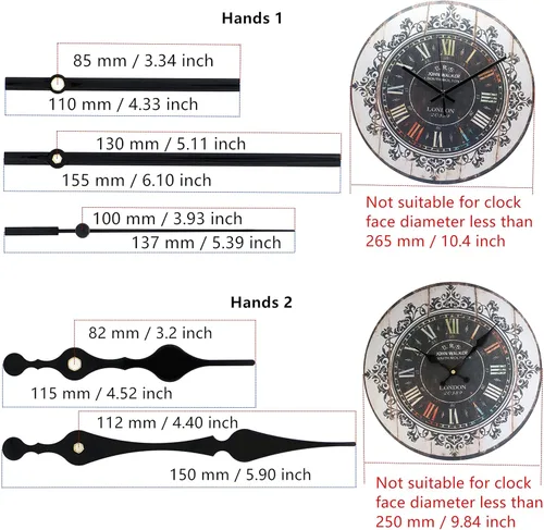 Miniatura 4 de TIKROUND 12888 Kit de Reemplazo de Piezas de Reparación para Mecanismo de Reloj de Pared de Cuarzo DIY, Movimiento Silencioso de Barrido, Grosor