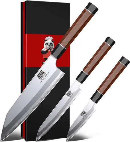 Miniatura 11 de SHAN ZU - Cuchillo de chef japonés de 8 pulgadas, cuchillo de cocina profesional de 9 capas de acero de alto carbono 10Cr15MoV, cuchillo de cocina